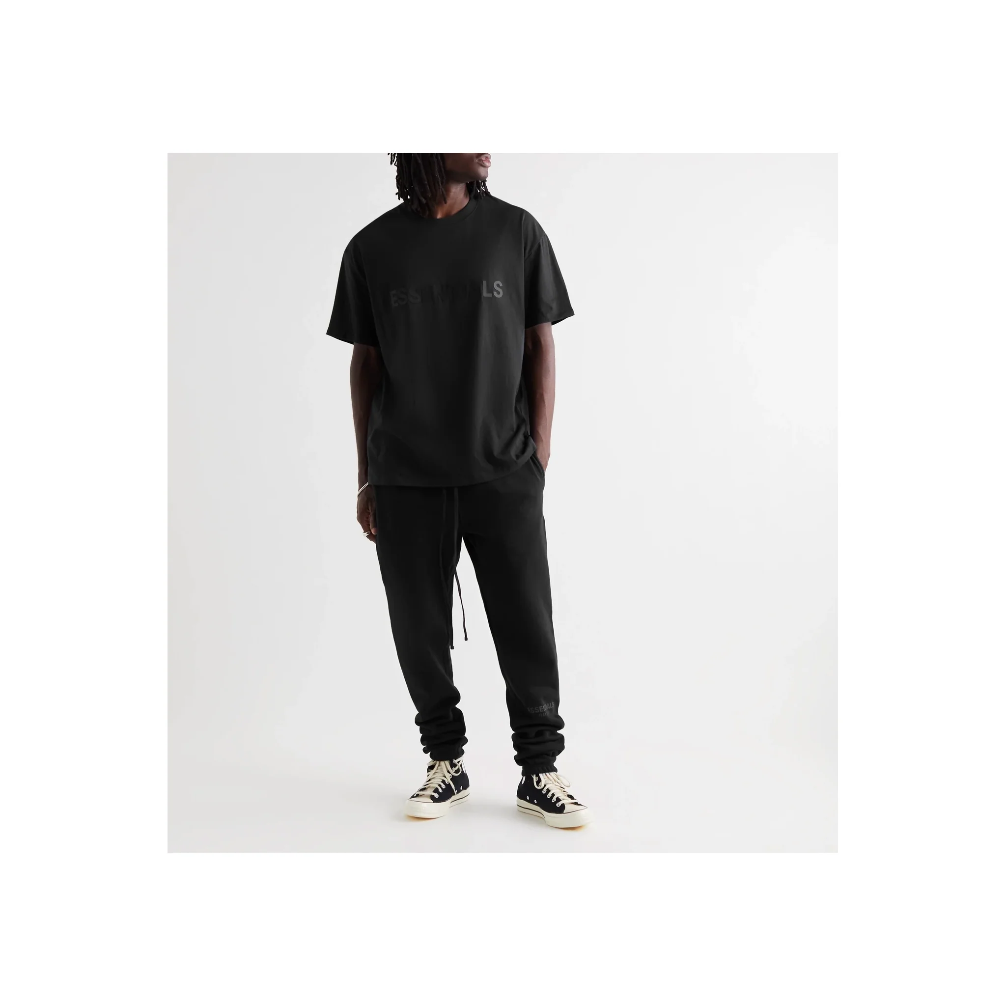 FEAR OF GOD ESSENTIALS 3D Silicon Applique T-Shirt - Black - Image 3