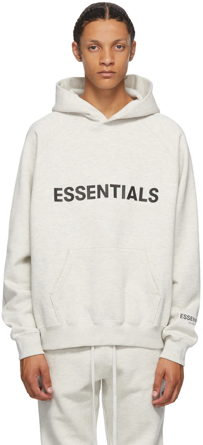 FEAR OF GOD ESSENTIALS 3D Silicon Applique Pullover Hoodie - Oatmeal - Image 3