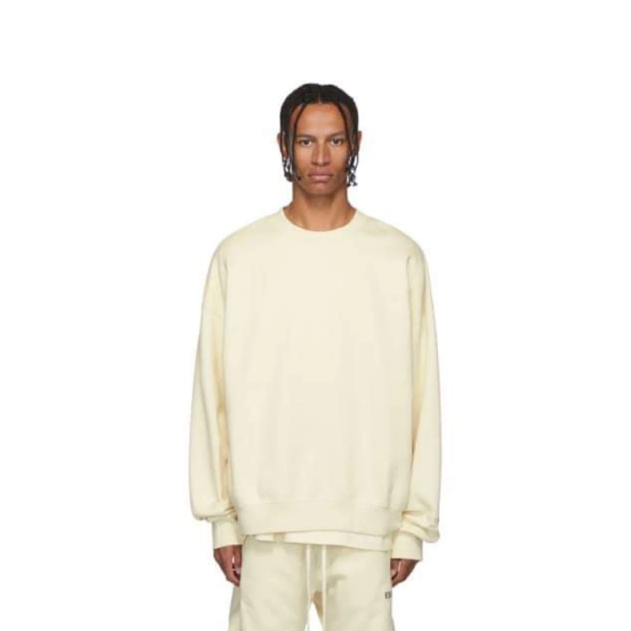 FEAR OF GOD ESSENTIALS 3M Logo Crewneck Sweatshirt - Cream - Image 3