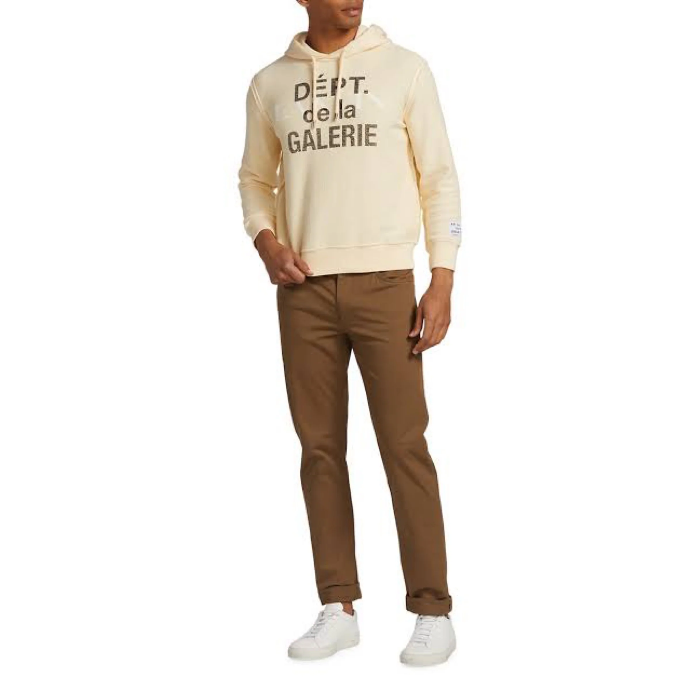 Gallery Dept x Lanvin Logo Washed Cotton Hoodie - Cream - Image 3