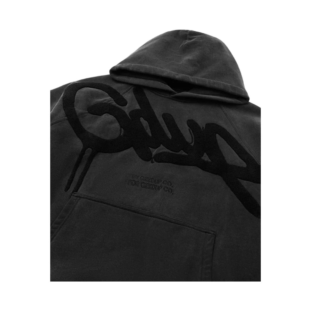 GEEDUP Handstyle Hoodie - Vintage Washed Black - Image 2