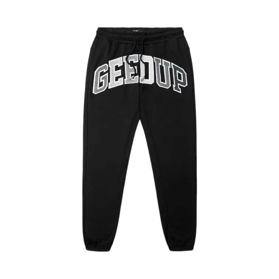GEEDUP Team Logo Track Pants - Black/Grey Monochrome