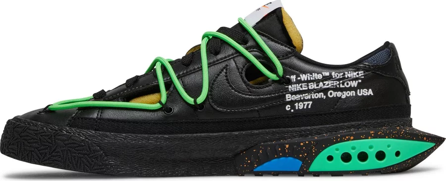 Off-White x Nike Blazer Low 'Black Electro Green' - Image 2