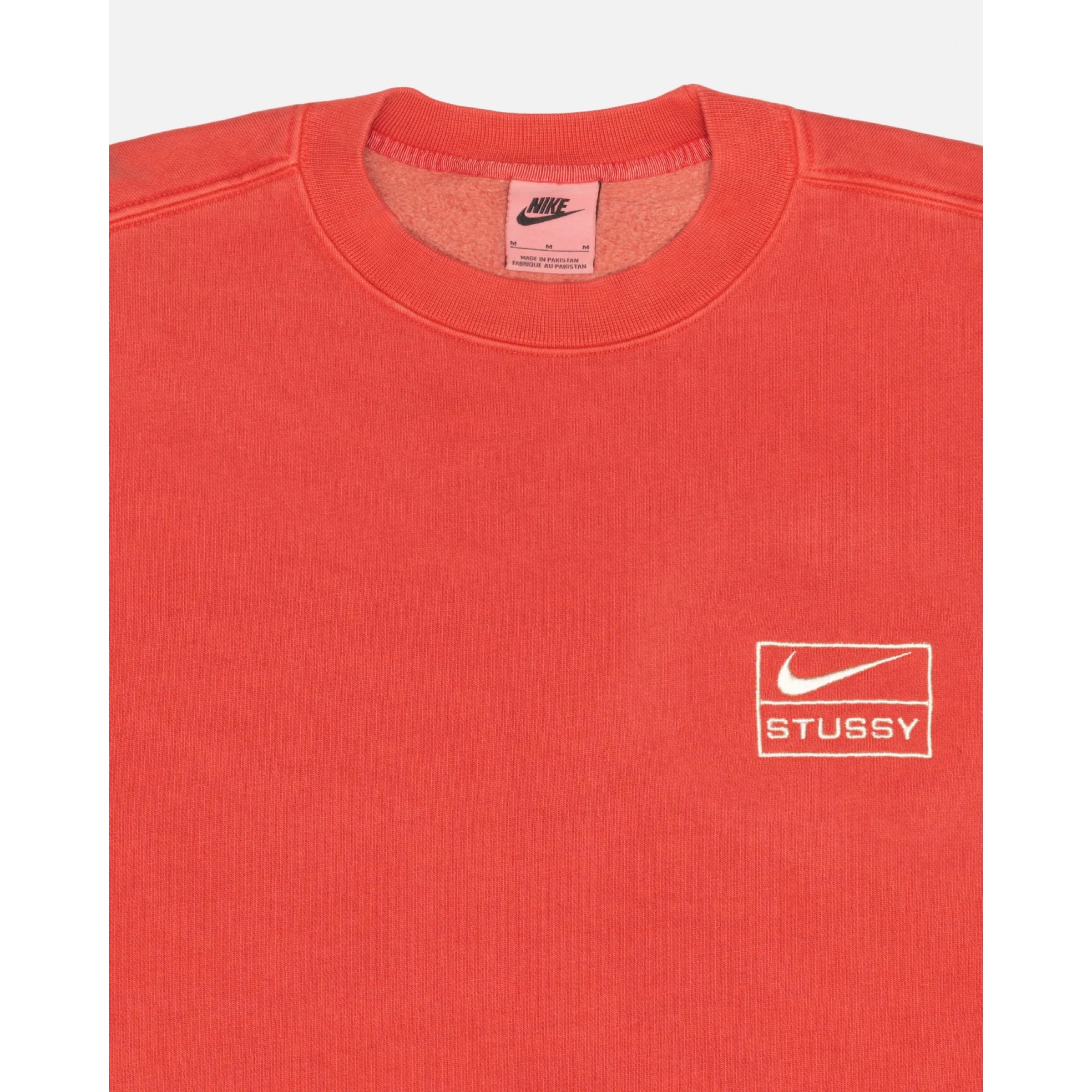 Stussy x Nike Pigment Dyed Fleece Crew - Habanero Red - Image 3