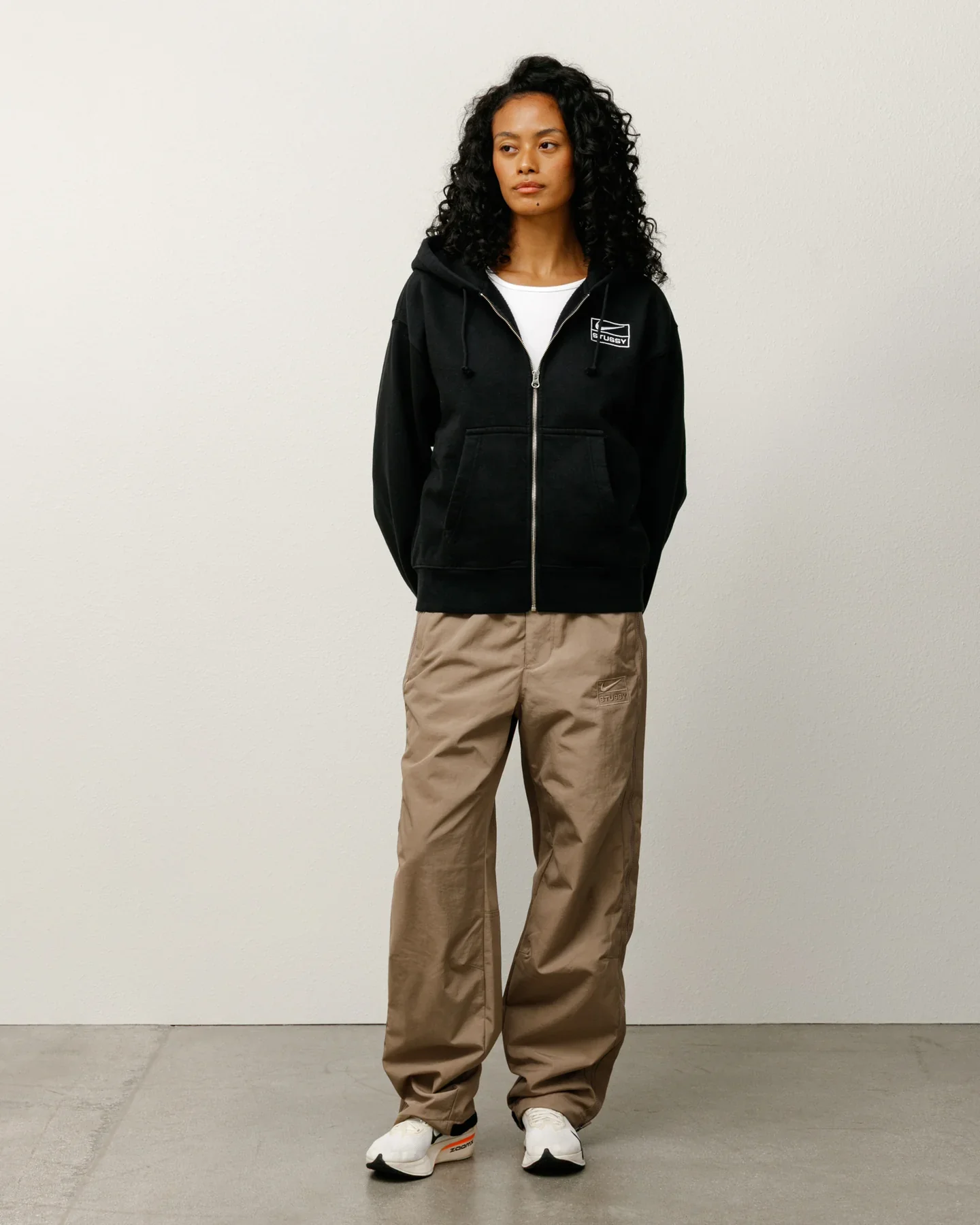 Stussy x Nike Stone Washed Fleece Zip Hoodie - Black (FW25) - Image 5