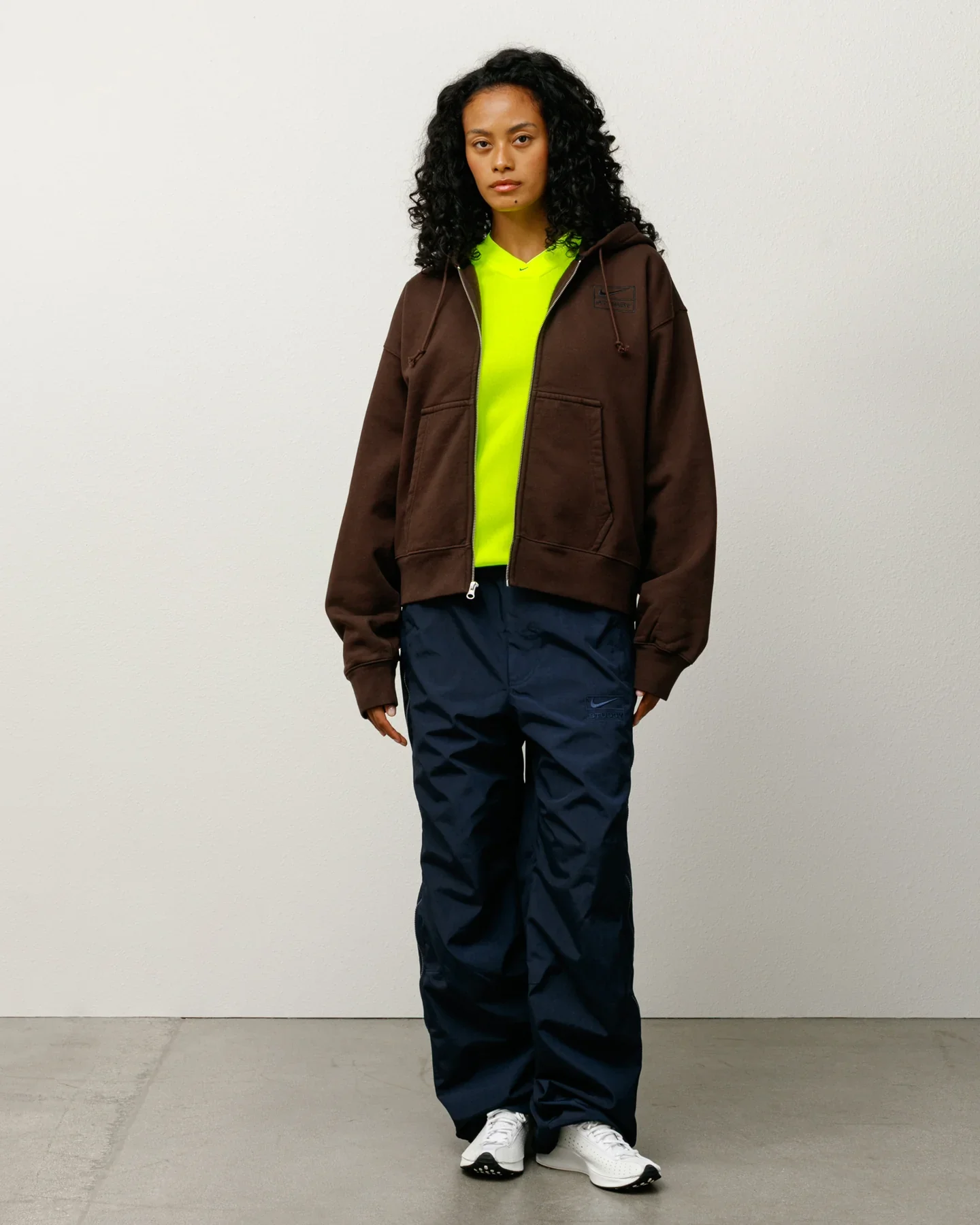 Stussy x Nike Stone Washed Fleece Zip Hoodie - Dark Cinder (FW25) - Image 5