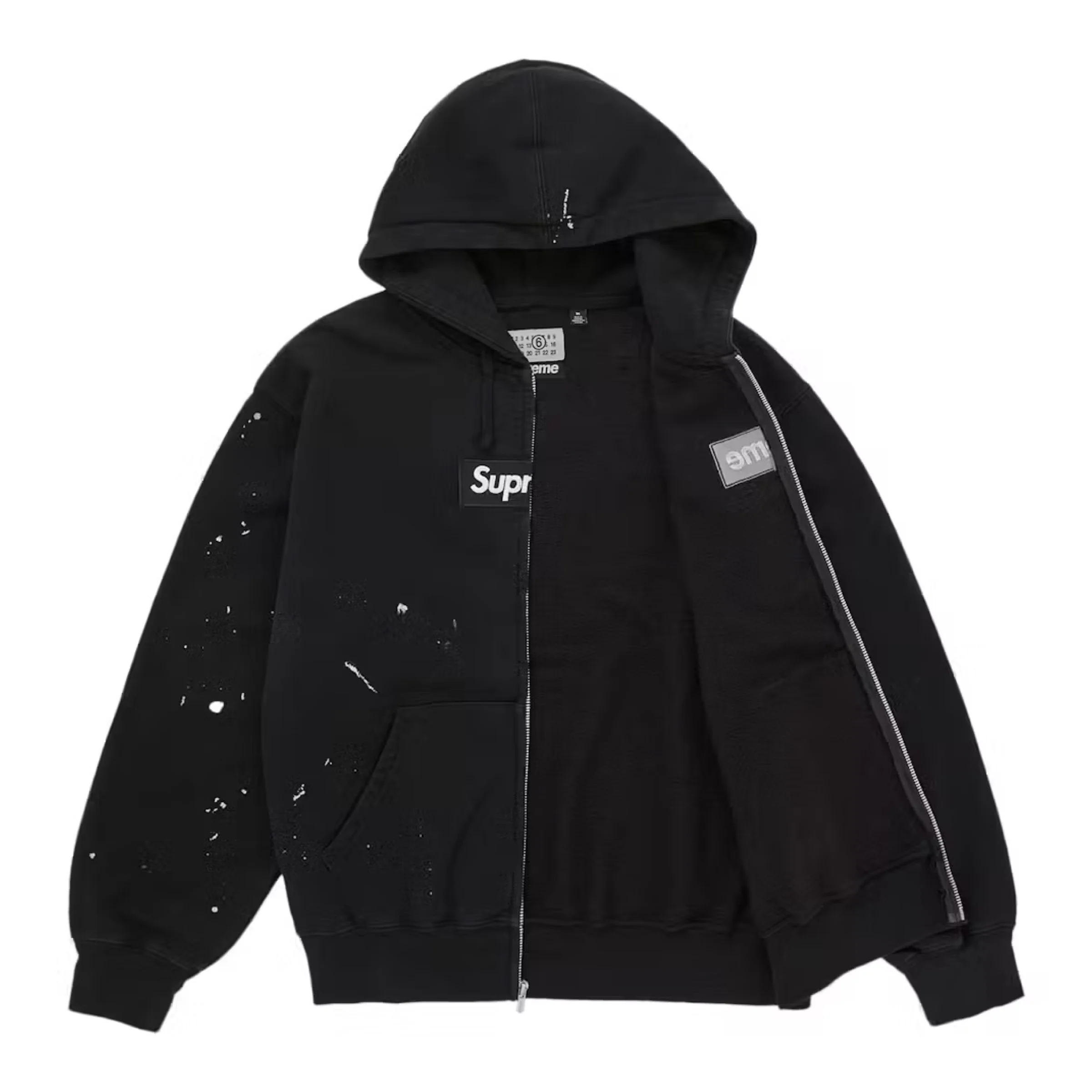 Supreme MM6 Maison Margiela Box Logo Zip Up Hoodie - Black - Image 2