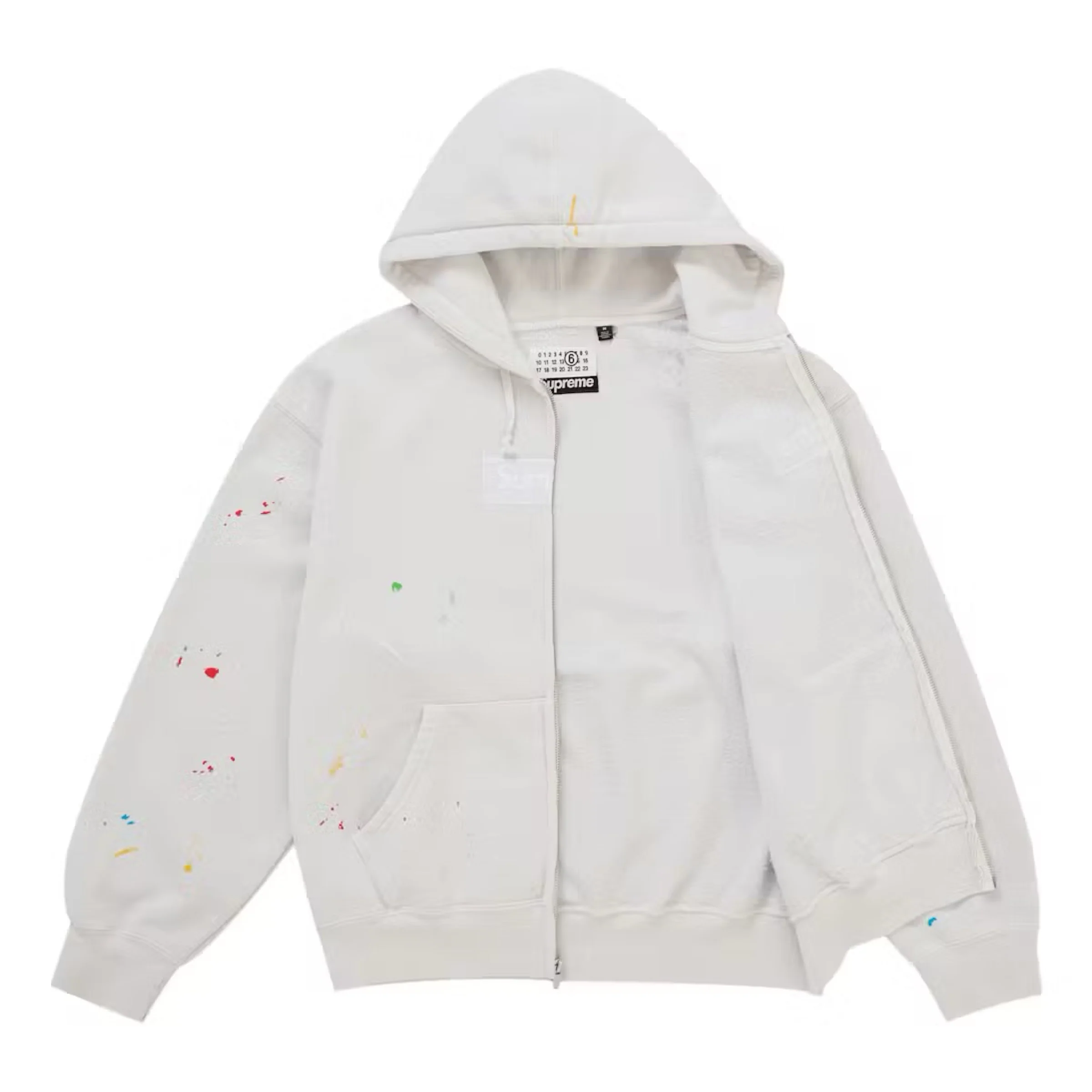 Supreme MM6 Maison Margiela Box Logo Zip Up Hoodie - White - Image 2