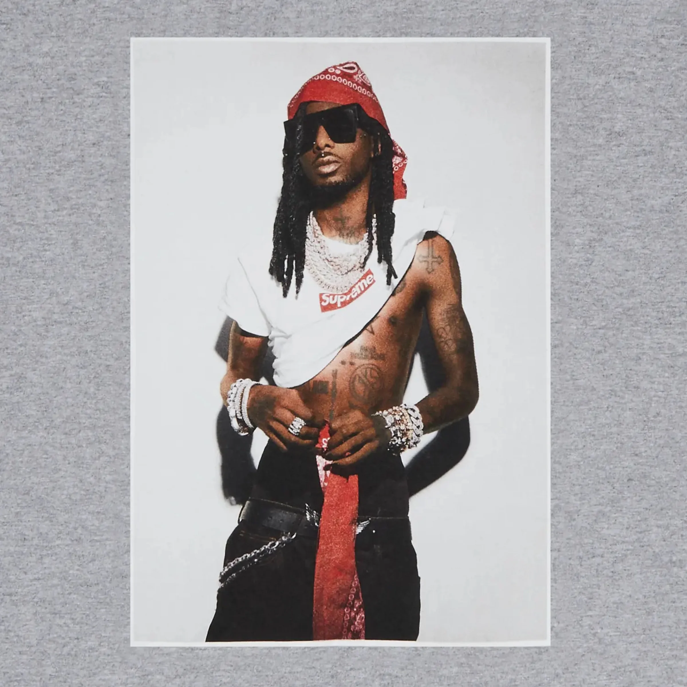 Supreme Playboi Carti Tee - Heather Grey (FW25) - Image 2