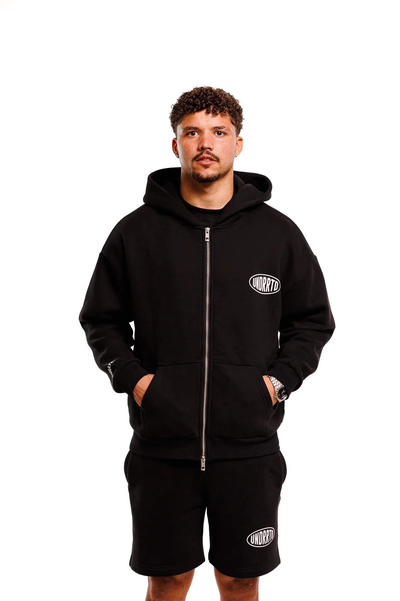 UNDERRATED Stamp Zip Hoodie - Black - Image 5