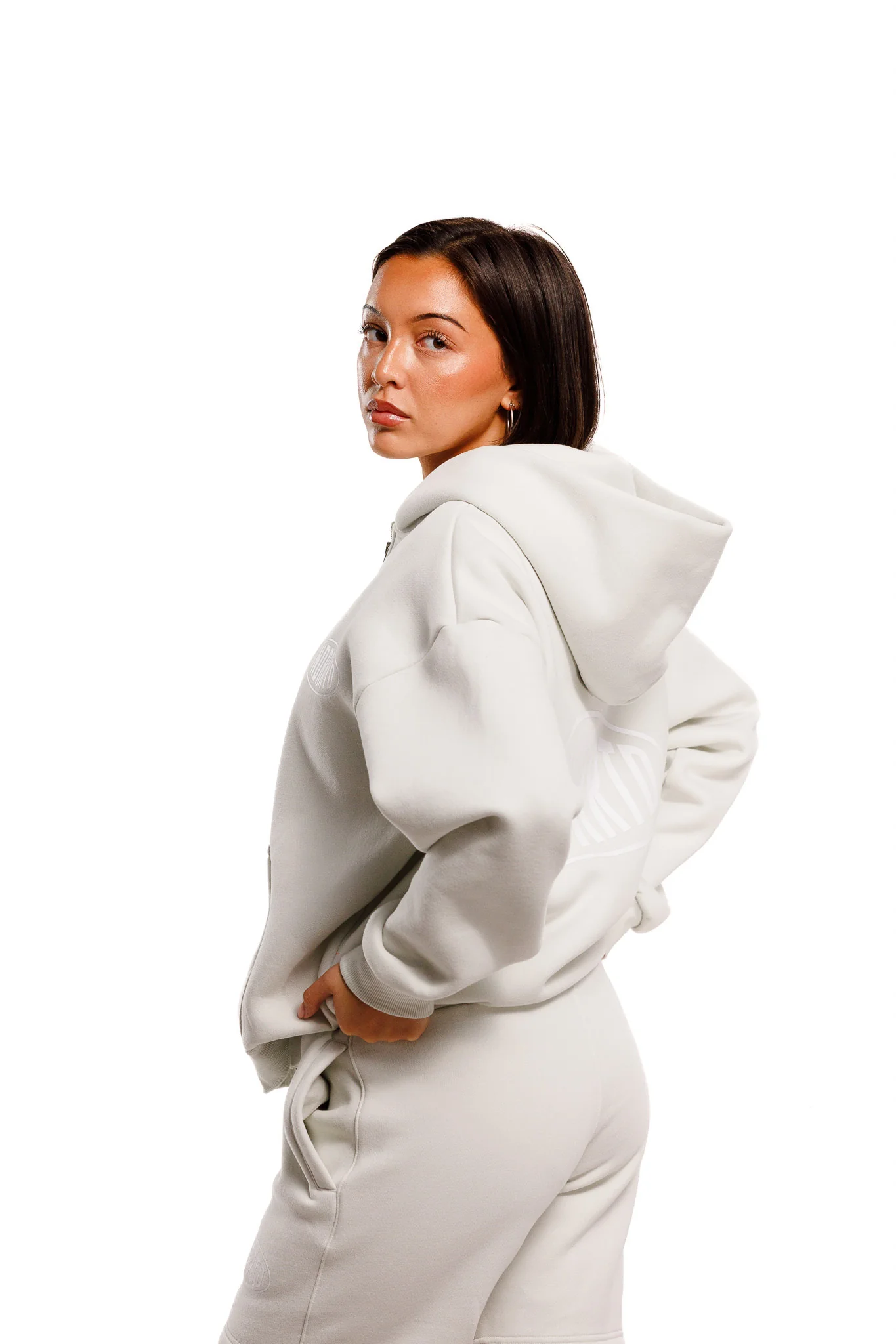UNDERRATED Stamp Zip Hoodie - Light Bone - Image 8