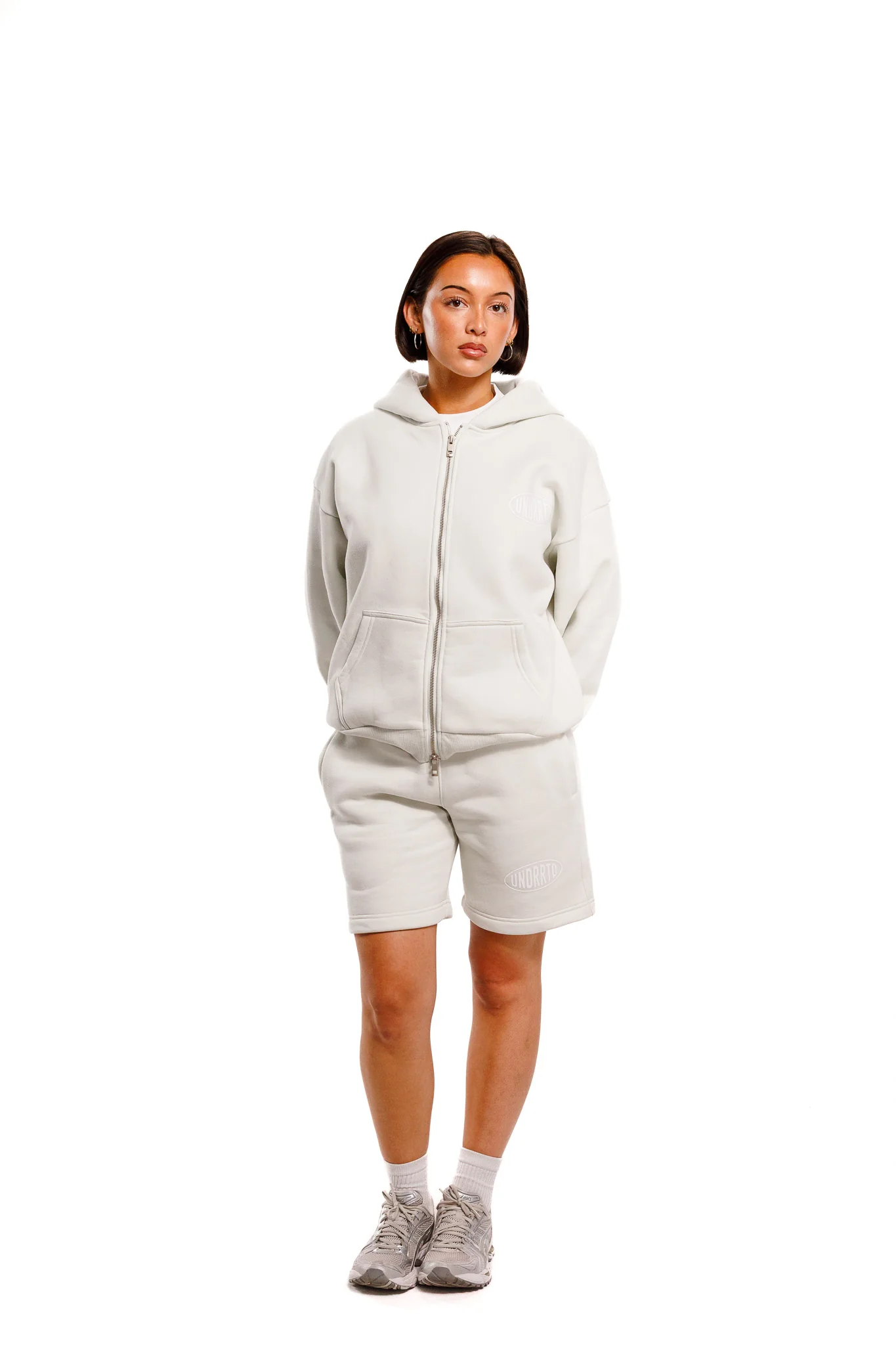 UNDERRATED Stamp Zip Hoodie - Light Bone - Image 9