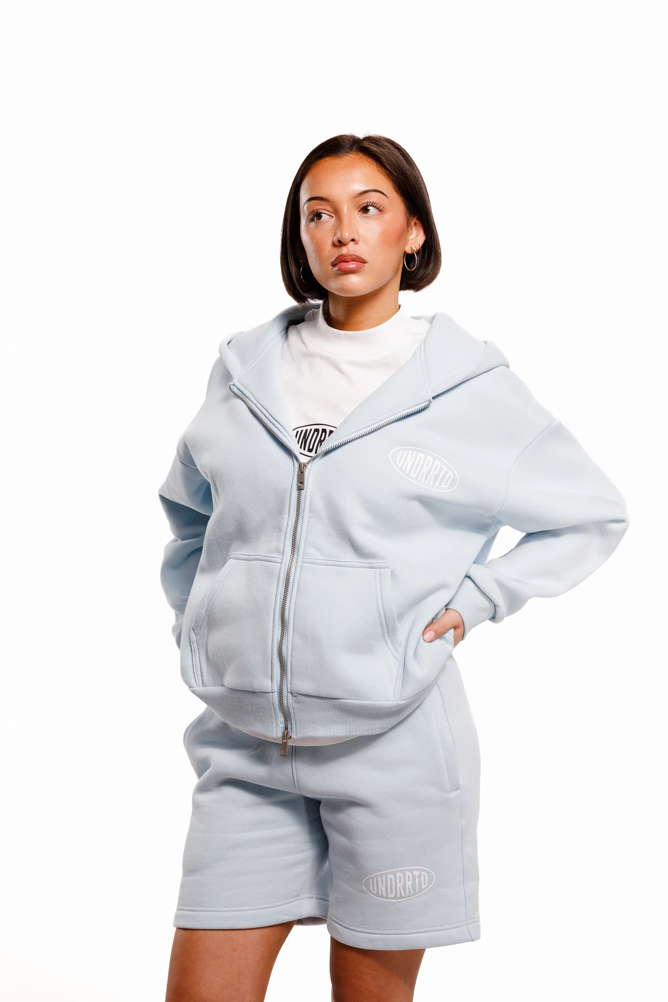 UNDERRATED Stamp Zip Hoodie - Powder Blue - Image 6