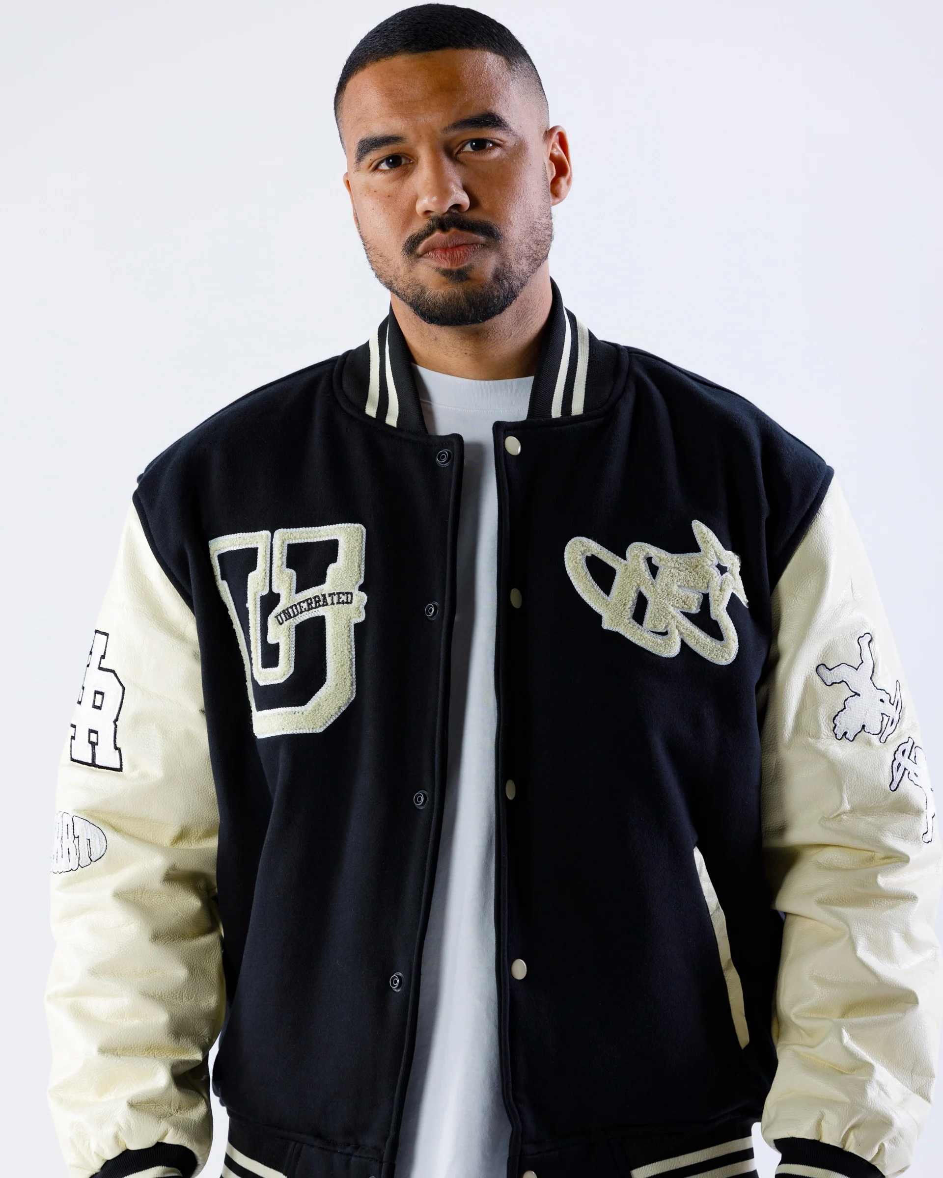 UNDERRATED x IMMORTAL FATE Varsity Jacket - Black/Cream - Image 3