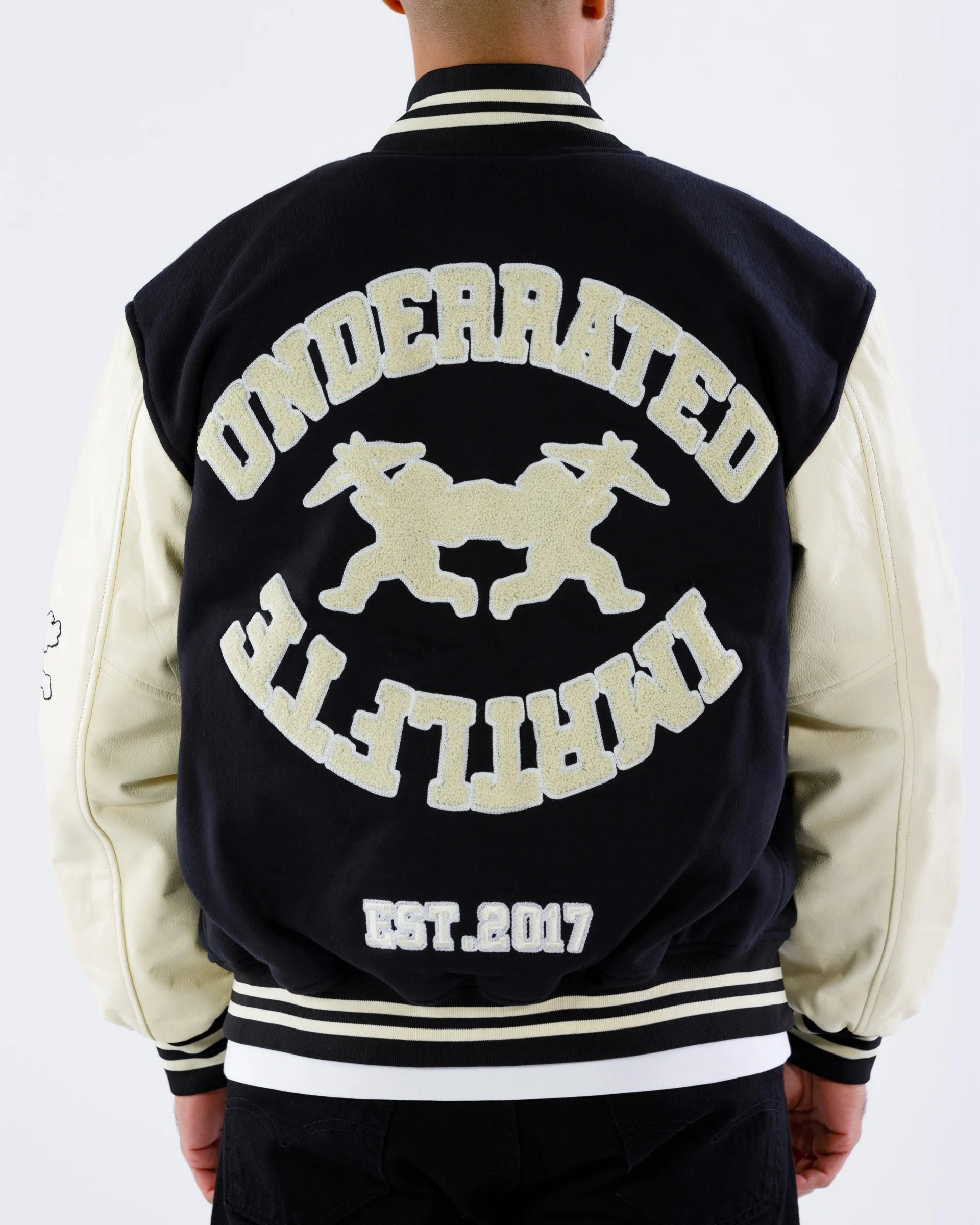 UNDERRATED x IMMORTAL FATE Varsity Jacket - Black/Cream - Image 4